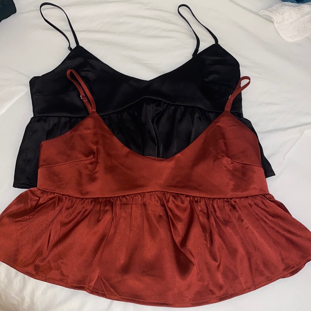 Satin babydoll crop top